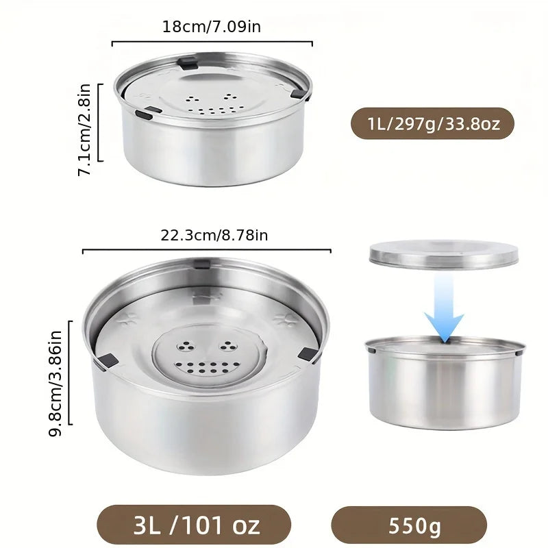 Heavy-Duty Stainless No Mess Water Bowl