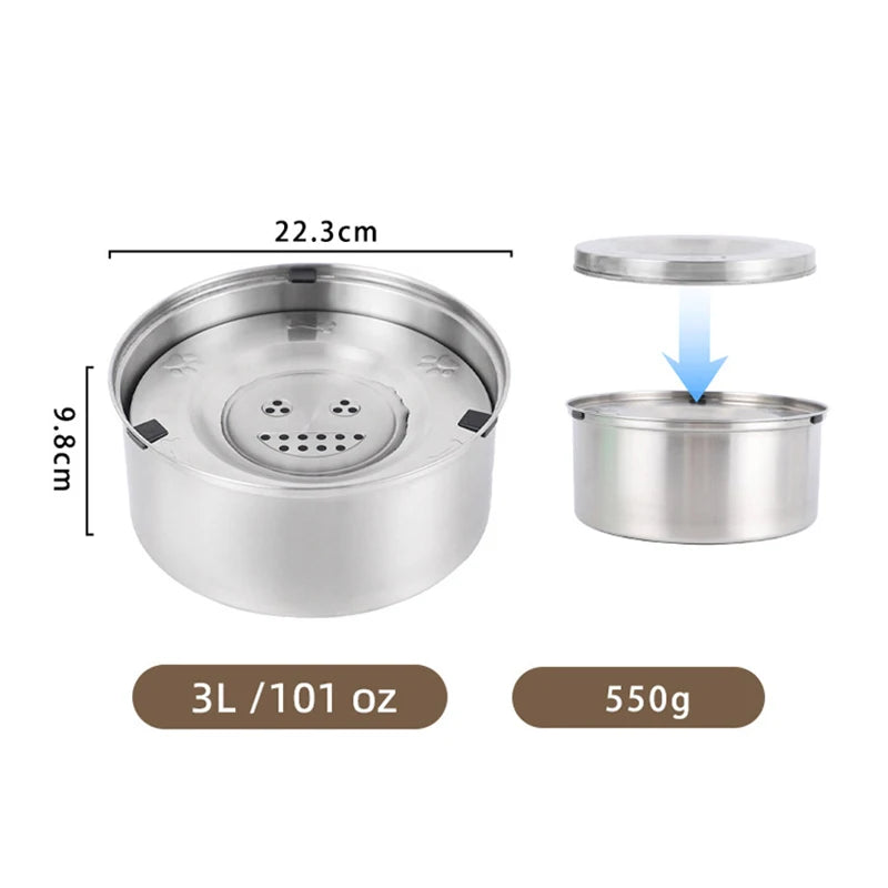 Heavy-Duty Stainless No Mess Water Bowl